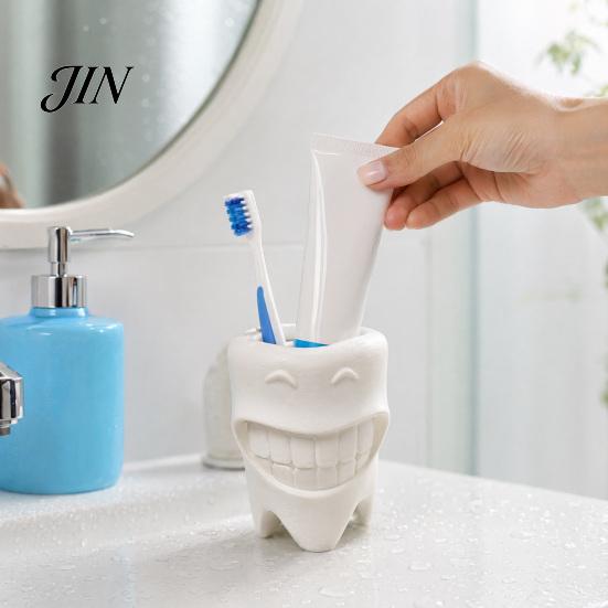 Bathroom Accessory 3D Printed Toothbrush Holder, Artistic Tooth Model Stable Base Holder Smiling Stand, Desktop Display Stand for Accessories
