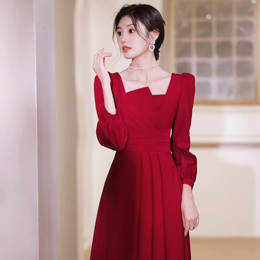 Toast Clothing Bridal Toast Clothing Thank You Back Door Casual Clothing Red Usually Wear Engagement Dress Long Sleeve Dress Women