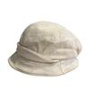 Simple Wind Cotton and Linen Pleated Bucket Hat Women's Spring and Summer Thin Versatile High Sense Literary Newsboy Painter Hat