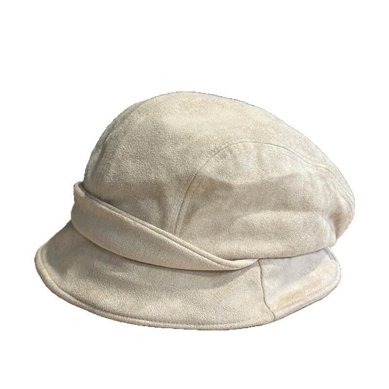 Simple Wind Cotton and Linen Pleated Bucket Hat Women's Spring and Summer Thin Versatile High Sense Literary Newsboy Painter Hat