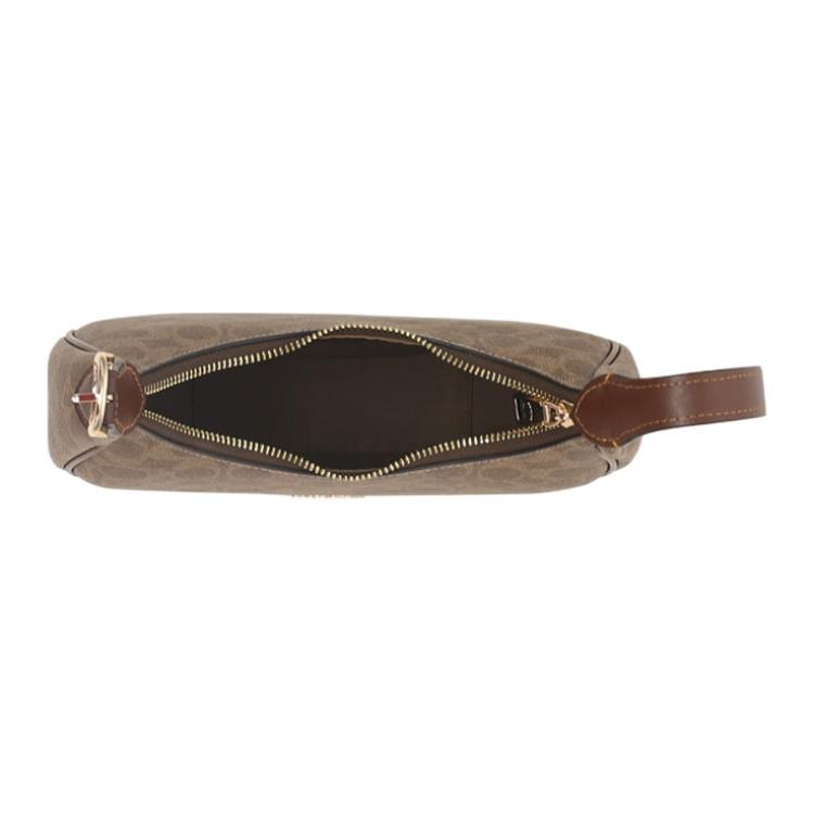 Coach Coated Canvas With Smooth Leather Crescent Bag Shoulder Bag Medium Women's Brown CDX17-IMXHE