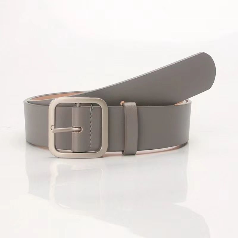 Womens Korean Stylish Vintage Pu Leather Belt Featuring Square Buckle Design
