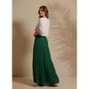Jupe Maxi d'Été pour Femme à Volants sur l'Ourlet en PolyMélange | Jupes Longues Taille Haute | Jupe Unie Fluide Coupe A pour Toutes les Occasions | Style Bohème Élégant