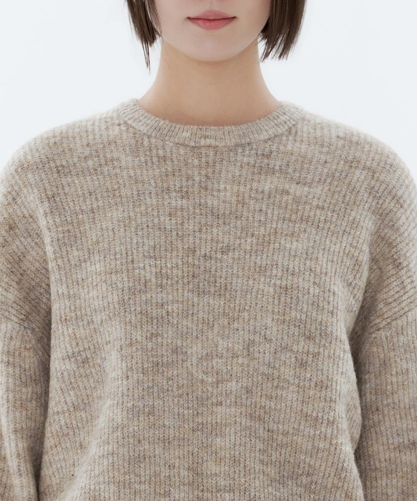 MUSINSA STANDARD WOMAN Women'S Multi Melange Crew Neck Knit [Pastel Beige]
