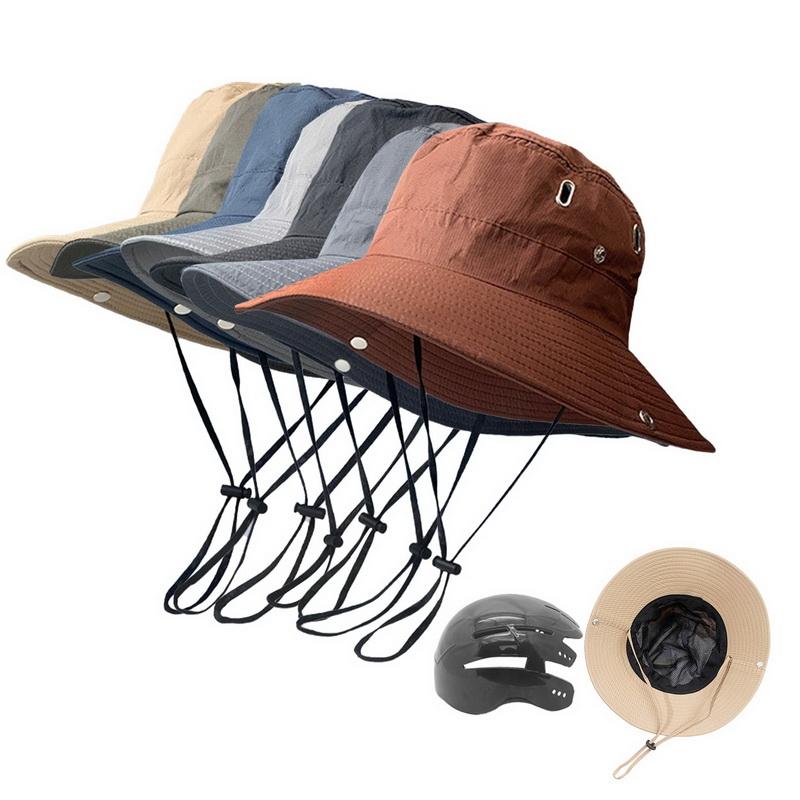 Solid Color Sun Hats for Men Outdoor Fishing Cap Wide Brim Anti-UV Beach Caps Women Bucket Hat Summer Hiking Camping Bone Drop