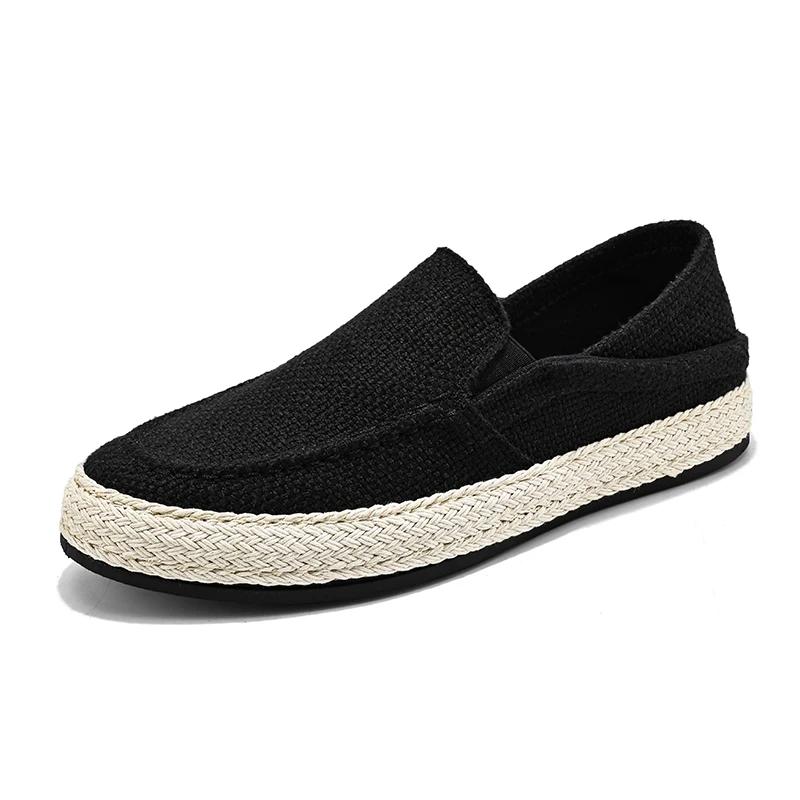 New Loafers Men Breathable Casual Shoes Classic Linen Slip On Sneakers Male Summer Cheap Driving Shoes For Men Wide Lightweight