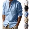 Men's  Fashion Loose Shirts  Linen Open  Breathable Solid Color Slim Fit Men Shirts