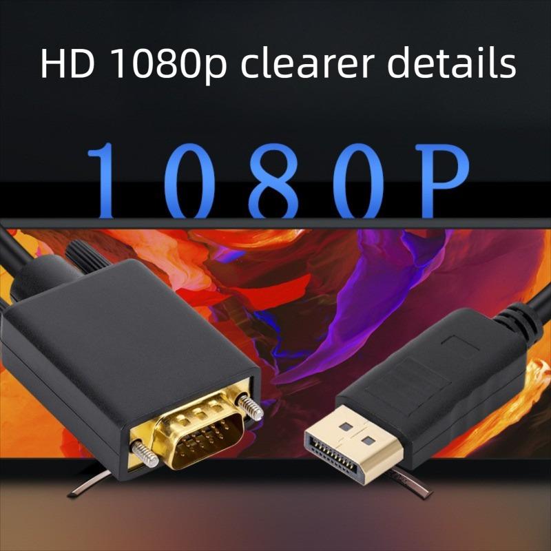 DisplayPort To VGA Cable DisplayPort To VGA Adapter Conversion HD Video Cable For TV Monitor Laptop Computer Projector 1080P