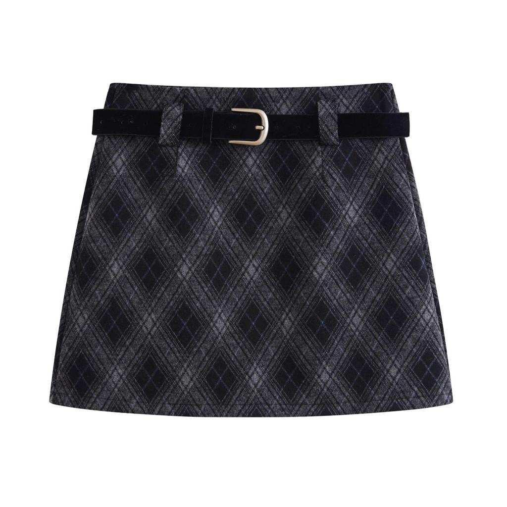 2025 New Retro Plaid Woolen A-line High Waist Petite Skirt - Autumn/Winter Collection