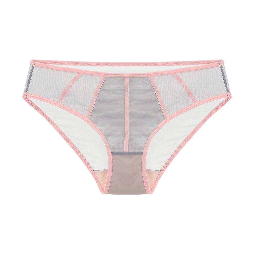 French Color Block Low-Waist Mesh Hip-Hugging Briefs for Women