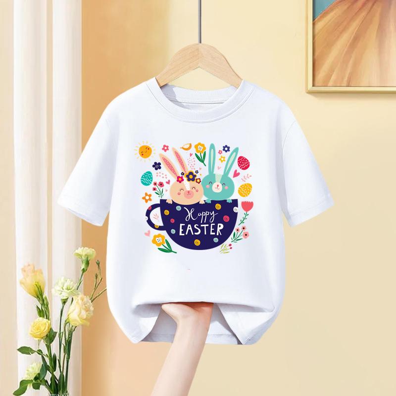 Koszulka dziecięca Królik i Króliczek Kreskówka Ubrania Dziecięce Bluzka z krótkim rękawem Koszulka letnia 2-14T