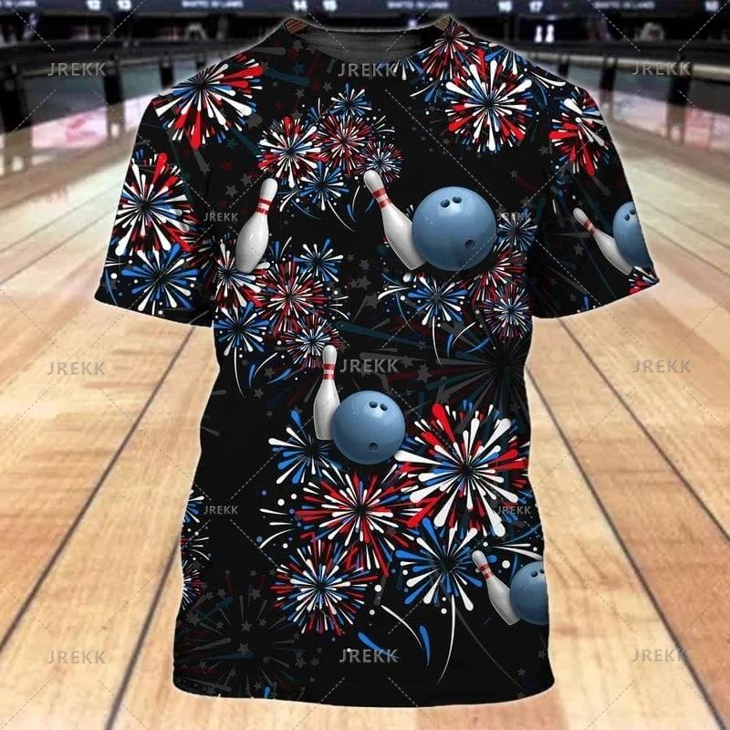 Bowling Jersey Men's T-Shirt Summer Fashion Streetwear O Neck Casual Short-Sleeve Gym Tops Men Clothing