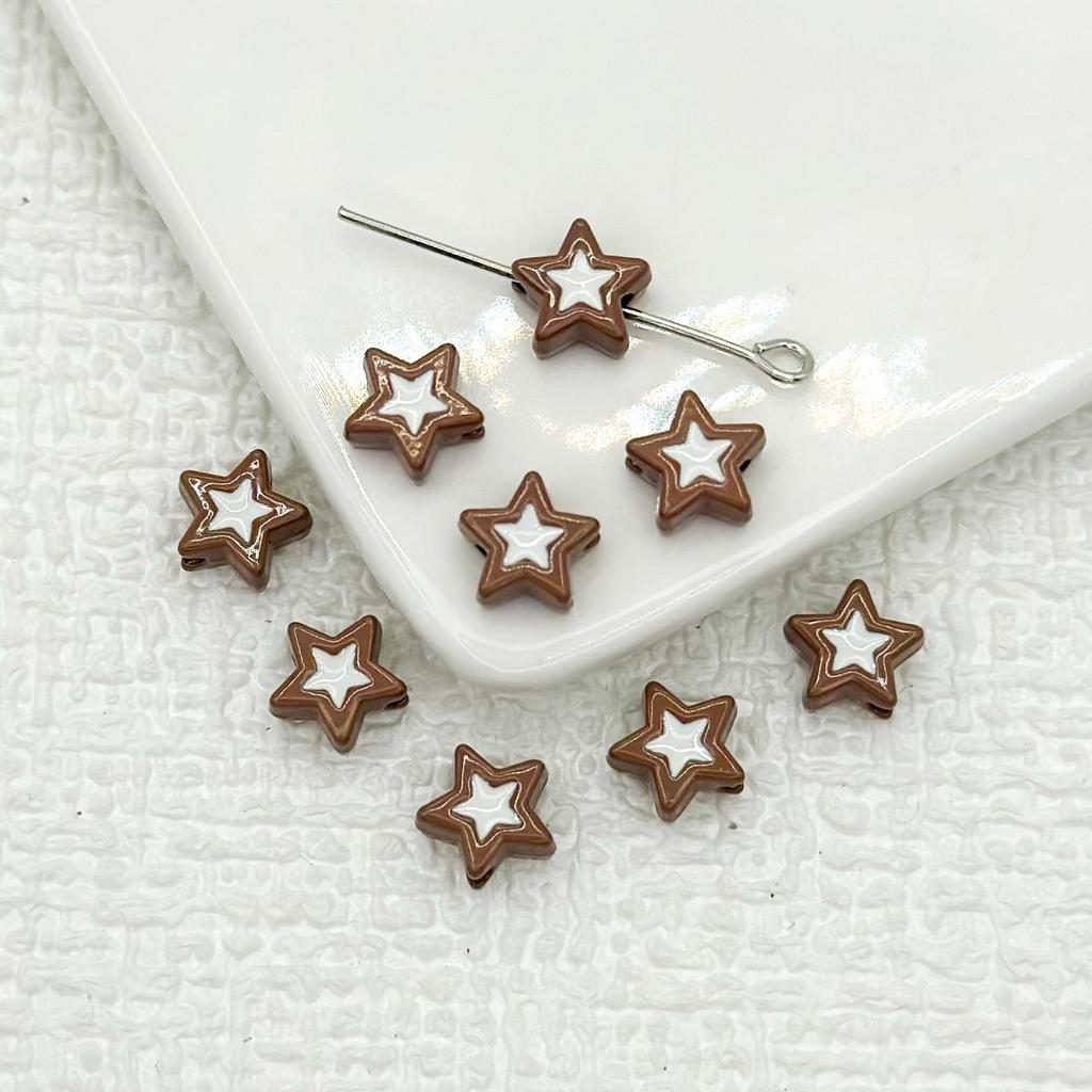 Two-tone Alloy Five-Pointed Star Beads for DIY Jewelry and Bracelets.