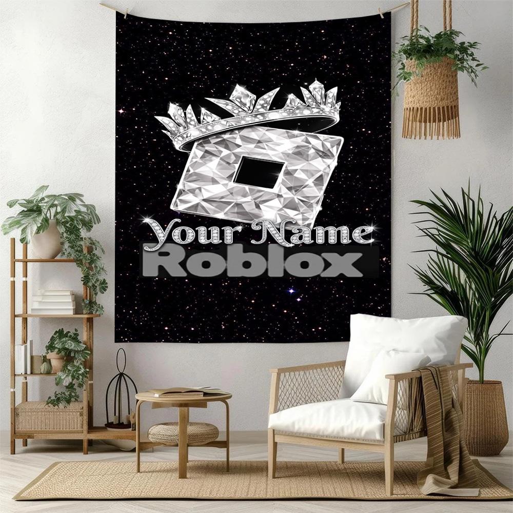 Roblox Customize Your Name Tapestry Aesthetic Wall Tapestry Machine Washable Suitable for Living Room All-Season Use Unique Gift for Family Friends