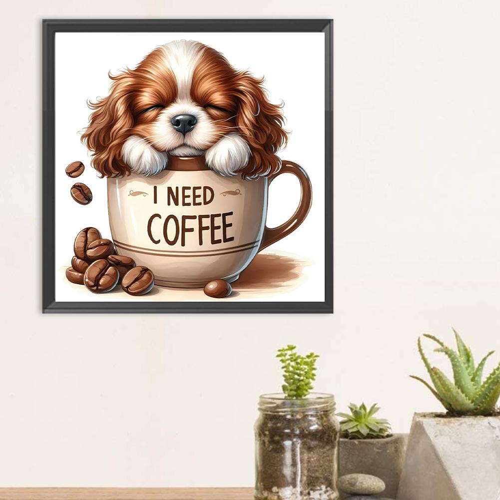 5D Round Drill DIY Diamond Painting Dog Kit for Home Wall Decor 30x30cm