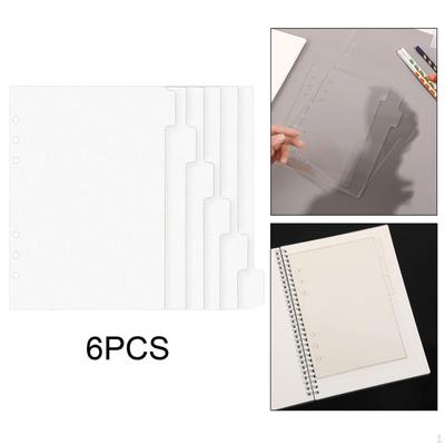 6 Sheets Binder Ring Loose Leaf Paper Pocket Notebook Dividers for School Home