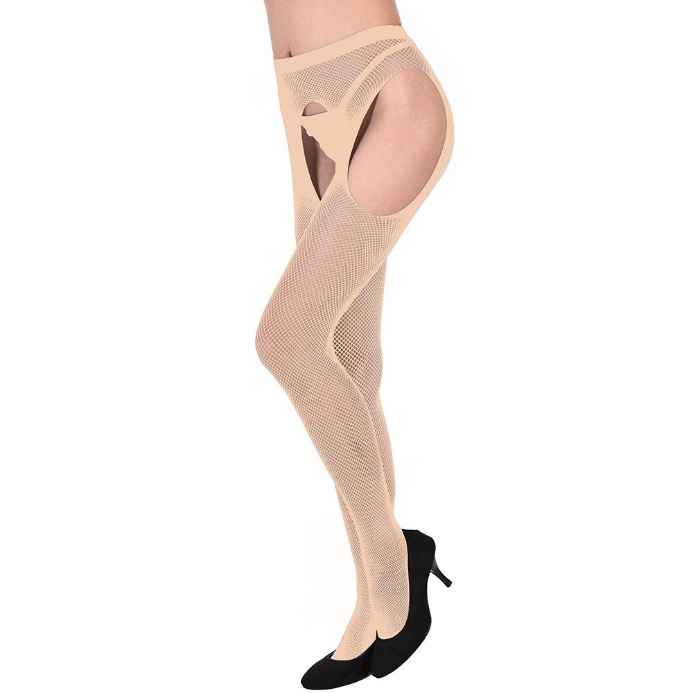 Four-sided open sex stockings, sexy hollowed-out women's fun free small mesh mesh stockings pantyhose