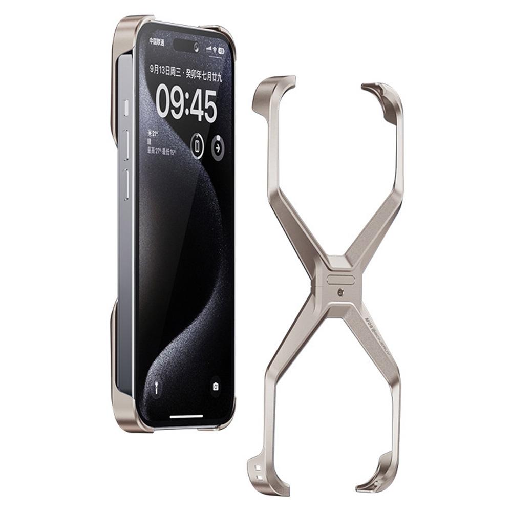 Für iPhone 16 Pro Bumper Case Ohne Rahmen Aluminiumlegierung X-Form Handyhülle