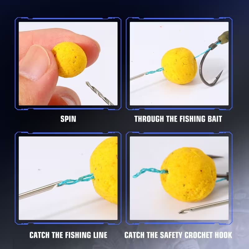 5Pcs Carp Fishing Bait Needle Set Stainless Steel Boilie Drill Pop Up Rigs Splicing Hook Link Stringer Needle Fishing Accessories