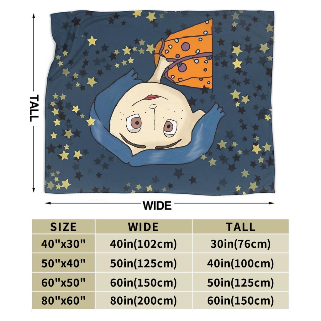 Coraline Halloween Horror Blanket Velvet Print Breathable Lightweight Thin Throw Blanket for Bed Office Bedspreads