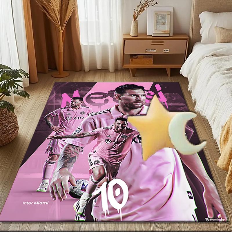 Messi's Pink Rug Game Carpet, Floor Mat for Bedroom Living Room Entryway Rug, Home Decor Idea Gift for Christmas Birthday