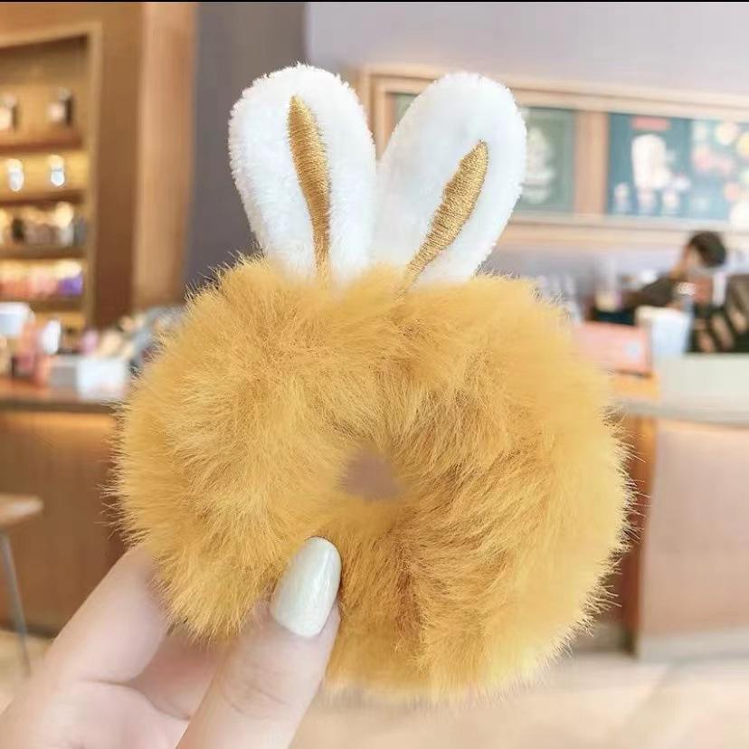 Women Hair Accessories Fluffy Scrunchie Elastic Ponytail Colorful Pom Pom Hair Ties Faux Fur Hair Scrunchies