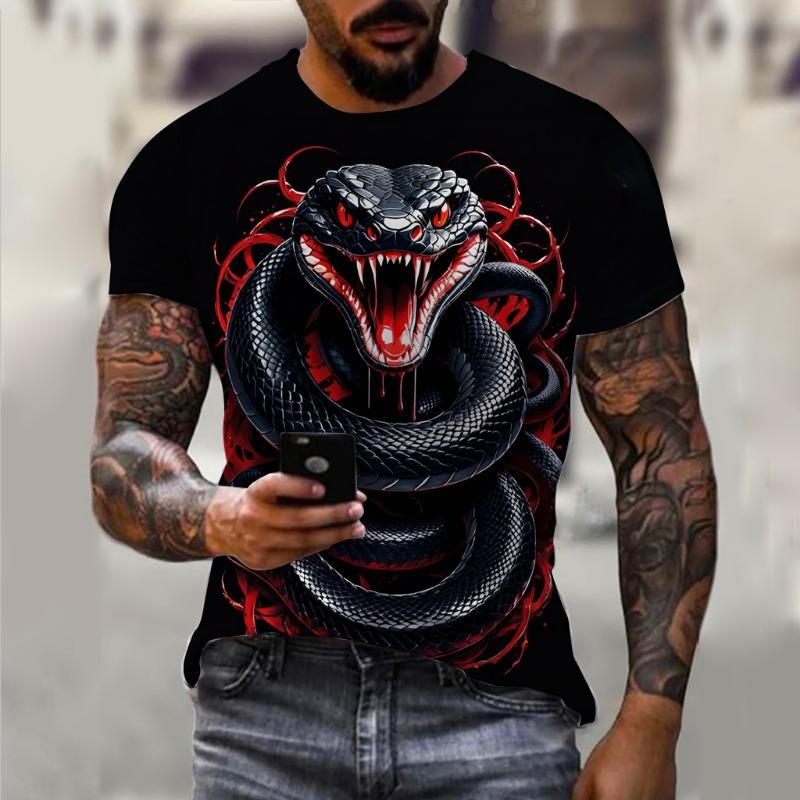 Men's Snake Patterned Breathable T-shirt