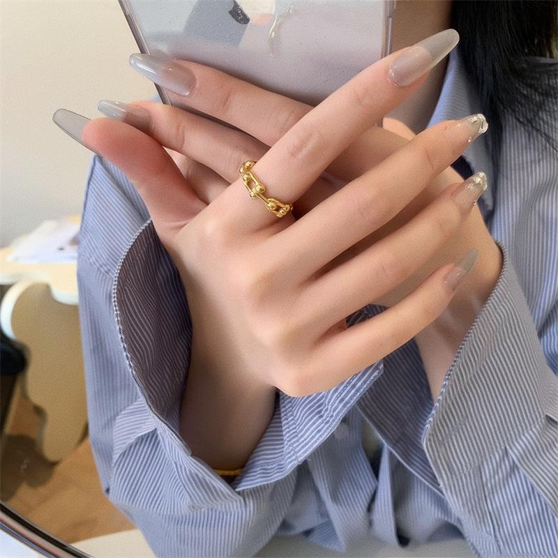 18K Gold Plated European Retro Chain Ring for Women
