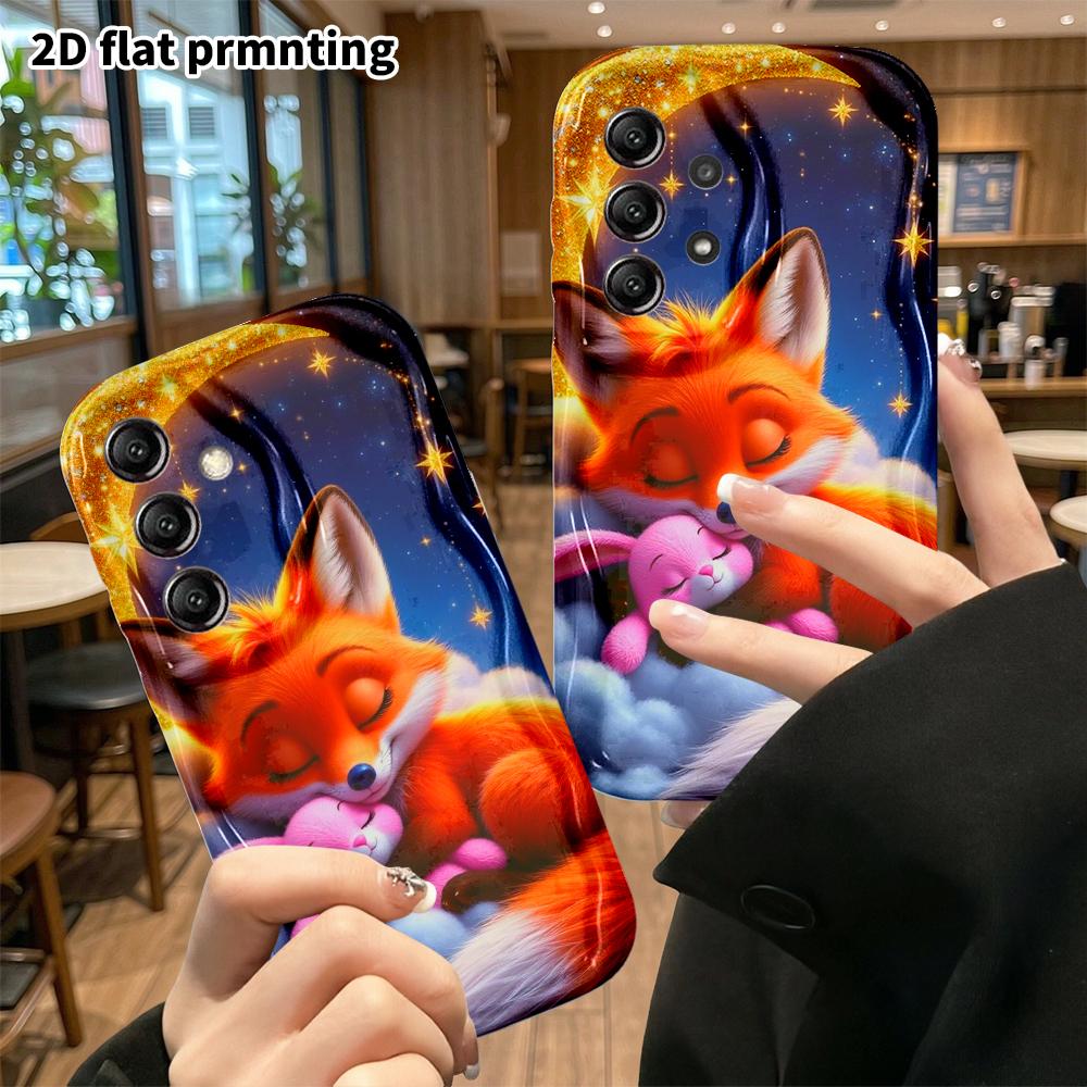 Phone Case: 2D flat design, suitable for Samsung Galaxy A34 A35 M05 M06 S20 S22 S21 FE Plus 5G protective case, sleeping little fox, perfect Christmas