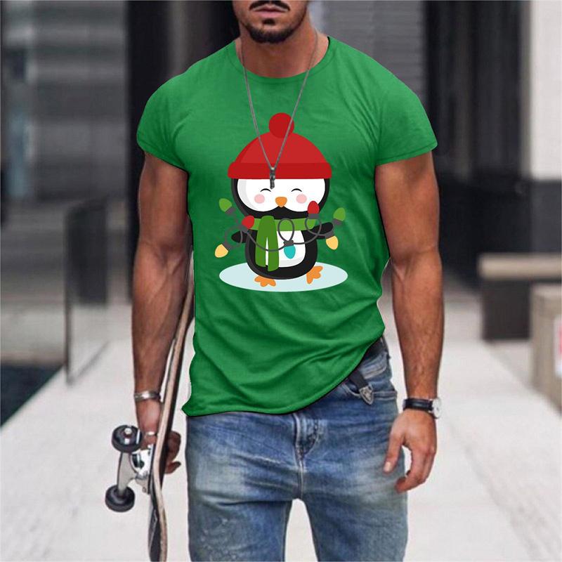 Santa Claus Deer Pattern T Shirt For Men Christmas 3D Printed Tees Summer Casual Loose T-Shirts O-Neck Short Sleeve Tops