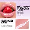 Julystar Cute Strawberry Keychain Lip Oil Moisturizing Clear Glossy Lip Plumper Fruit Flavor Lip Care Lip Gloss with Phone Cord Hair Tie Bag Pendant