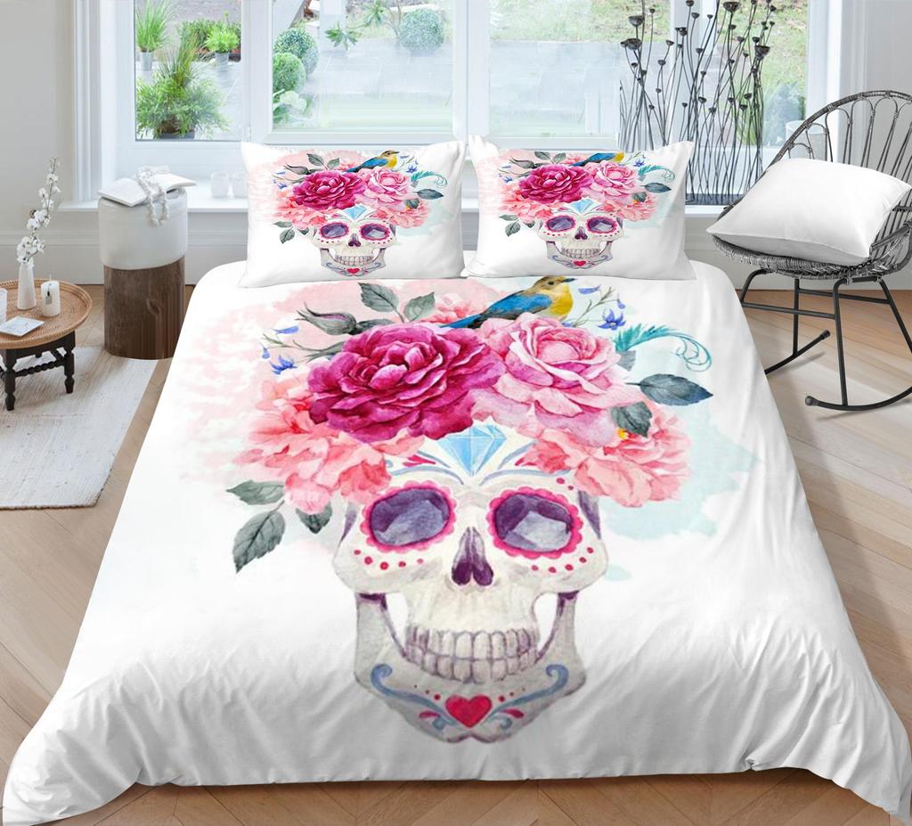 Luxury Quilt Cover Woman Man Use 3D Skull Style Bed Sets Microfiber Double Queen King Size Covers Set Home Textiles