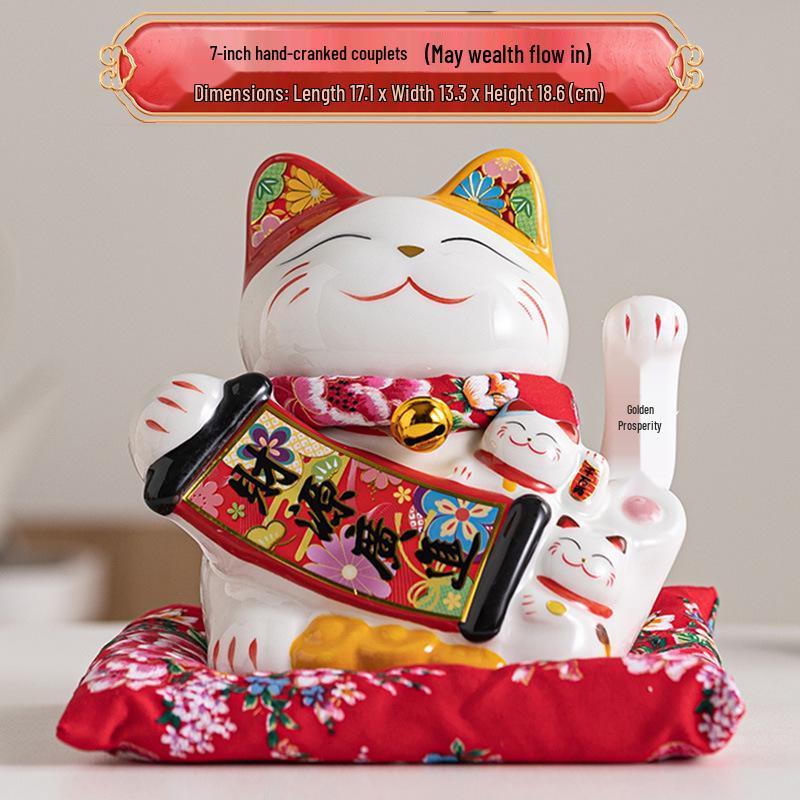 Automatic Waving Lucky Cat Ornament - Prosperity Gift for Home, Shop, or Business Entry