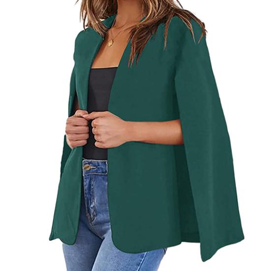 

Весна-осінь. Жіночий плащ без коміра з роздільними рукавами. Плащ. Костюм. Пальто. Офісна жінка. Однотонний відкритий спереду. Повсякденний вільний верхній одяг. 2XL зелений