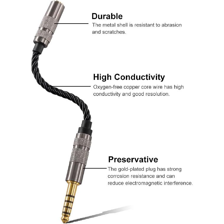 Okcsc Headphone Adapter 4.4mm Male To 3.5mm Female Adapter for 3.5mm Cable Connected To Balanced 4.4mm Player Device High Stereo Audio Converter OFC