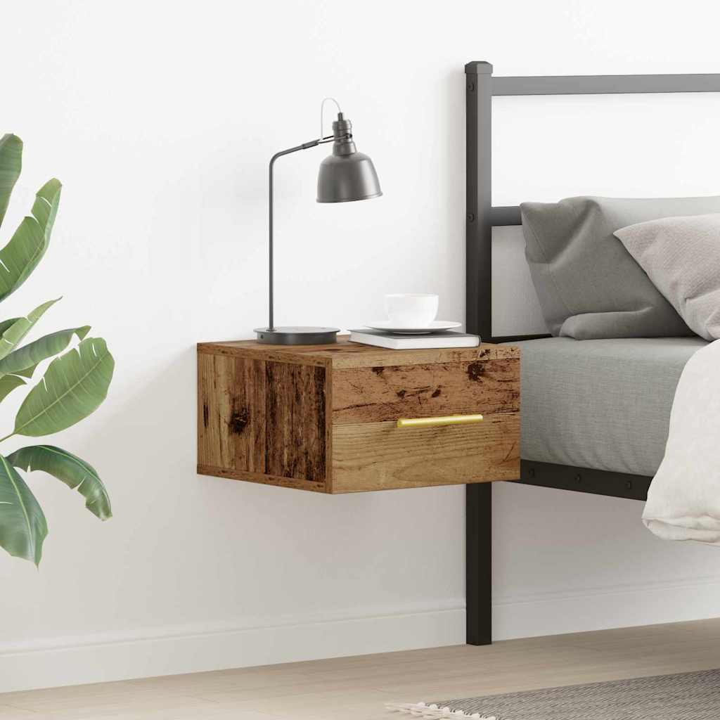 Wall Mounted Nightstand Reclaimed Wood Look 35 x 35 x 20 cm Particleboard