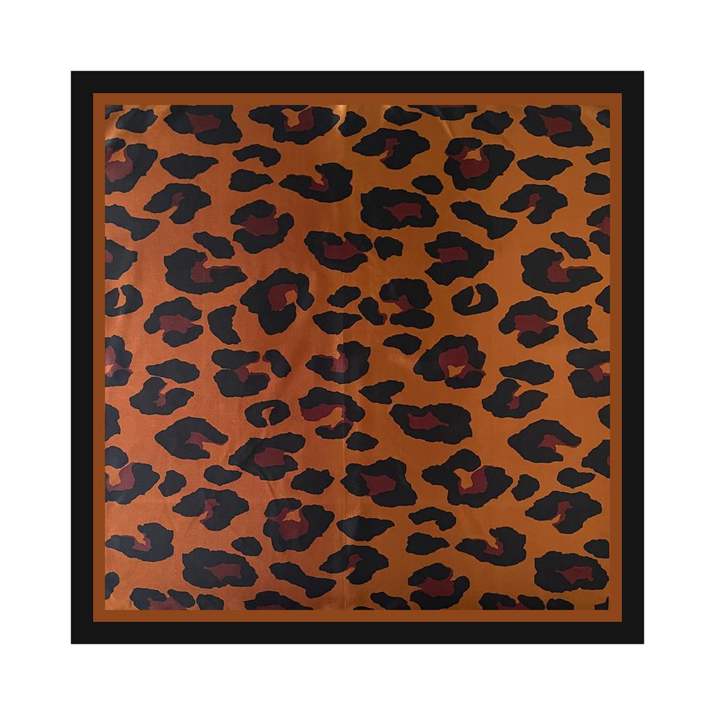 Women’s Scarf: Leopard-print, Faux Silk, European-style, High-end Print, Head-wrapping Satin, Large Scarf
