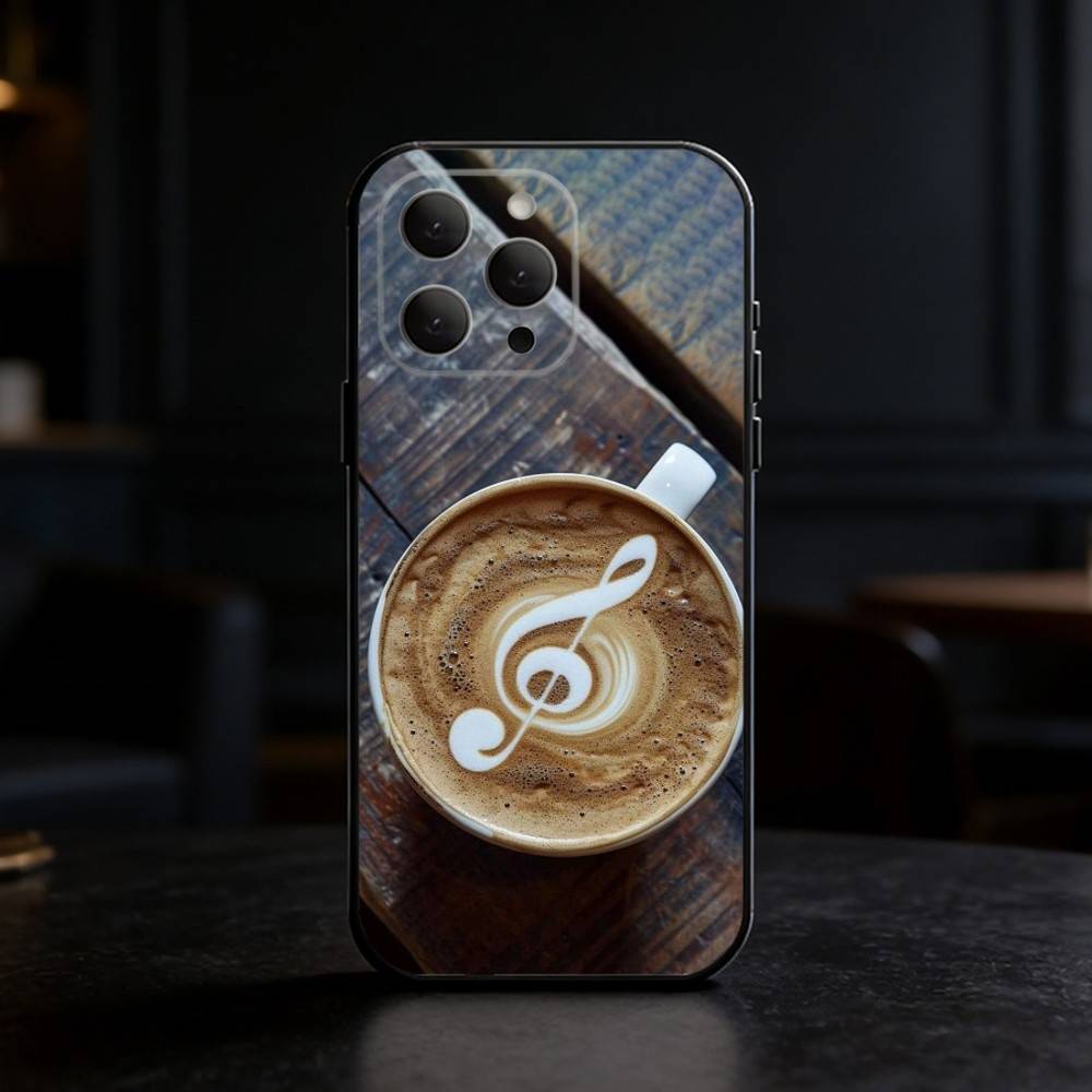 

Coffee Coffee Latte Art Phone Case For iPhone 17,16,15,14,13,12,11 Plus,Pro Max,SE4Soft Silicone Black Cover iPhone12