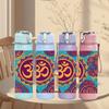 1PC Colorful Om Mandala Pattern 750ml Color Plastic Sports Water Bottle Leakproof Flip Straw Lid For Sports Office Home Use