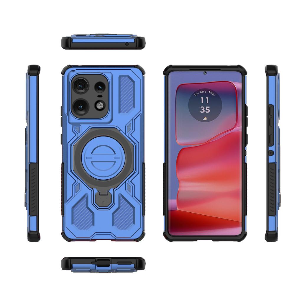For Motorola Edge 50 Pro 5G Magnetic Case Rotating Metal Kickstand PC+TPU Phone Back Cover