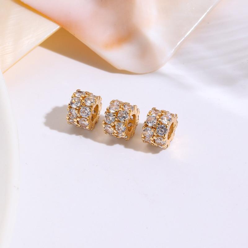 Copper-plated K gold color-preserving beads handmade loose beads DIY bracelet necklace crystal pearl spacer beaded jewelry accessories