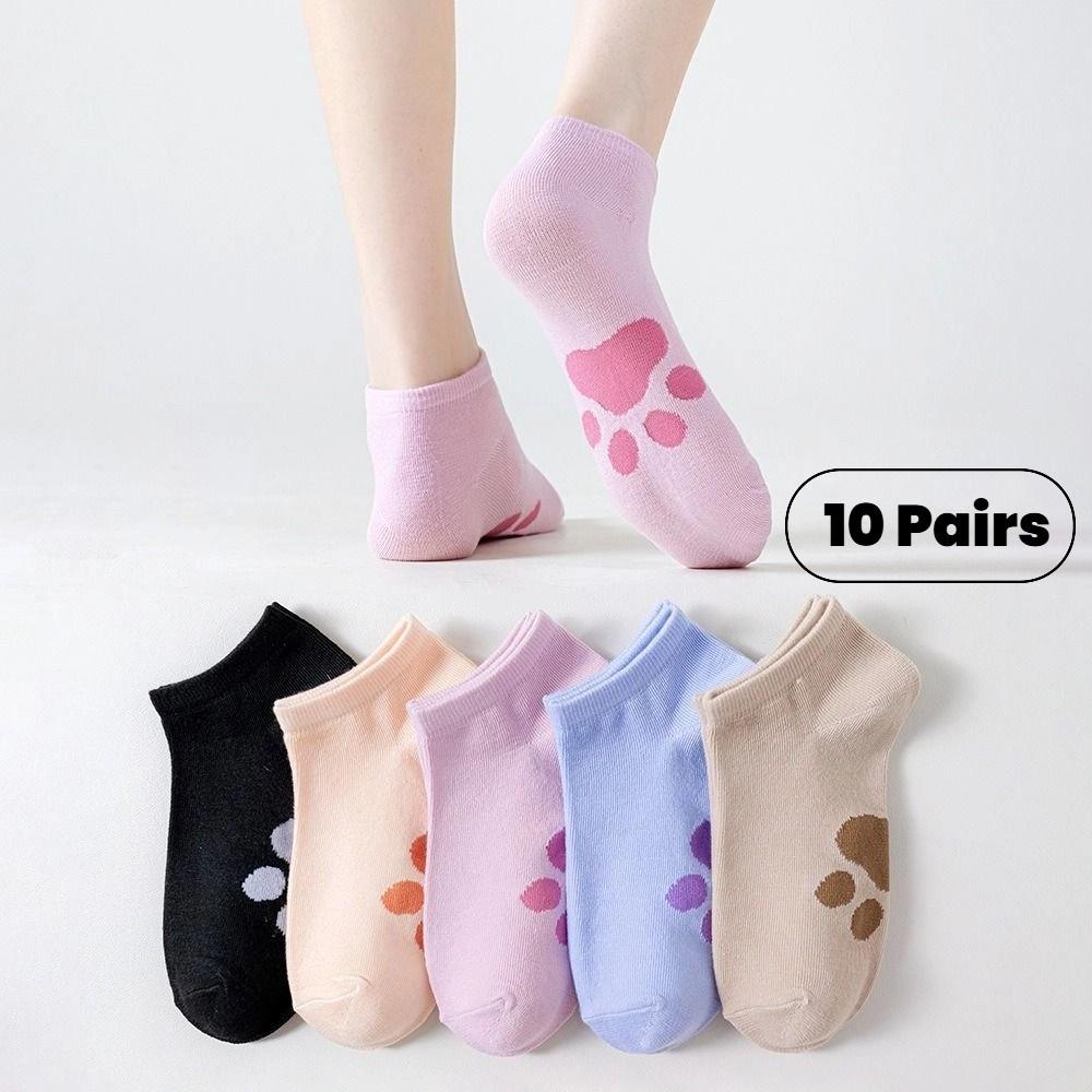 10Pairs Bear Claw Boat Socks Women Patchwork Ankle Tube Socks Sweet Cartoon Short Socks  Summer
