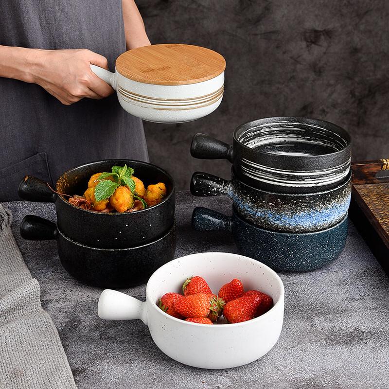 Deou Star Light Ceramic Handled Bowl with Lid