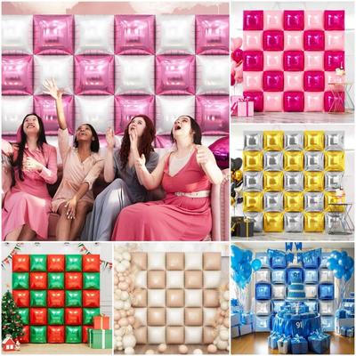 25PCS/Set Double Side Balloons Background Wall Multicolor Garland Kit Balloon Wall Backdrop Square Decoration Supplies
