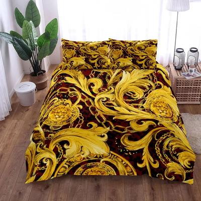 3Pcs Luxury Baroque Pattern Bedding Set  Twin Double Queen King Size Golden Duvet Cover Set Comforter Cover Set Gift Bed Linen