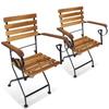 VidaXL Folding Garden Chairs 2 Pcs Steel and Solid Acacia Wood