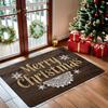 1pc Vintage Wood Grain "Merry Christmas" Entrance Doormat, Xmas Tree Foot Mat for Home Decor - 1.2cm Thick Polyester Absorbent Non-Slip Floor Mat Suit