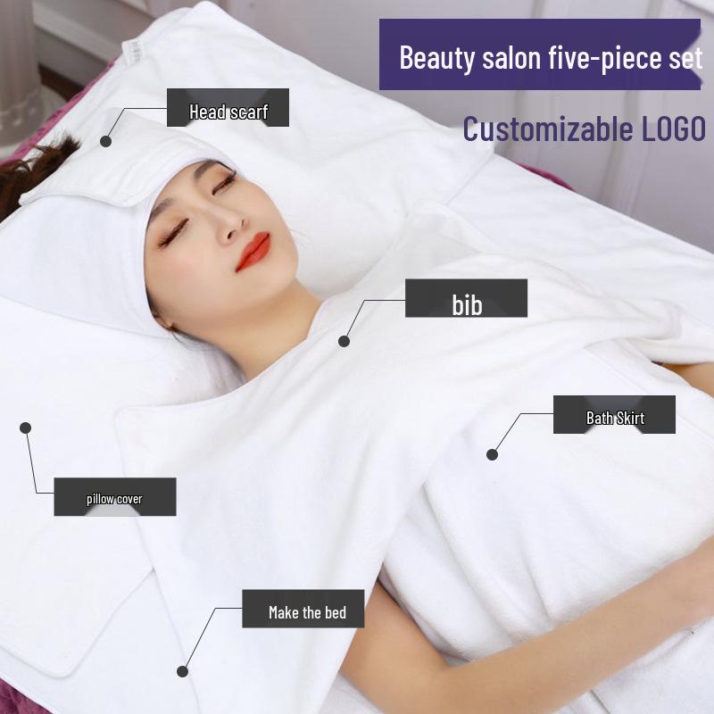 

Настраиваемый набор абсорбирующих полотенец для салона красоты: Волшебная повязка на голову, накидка на грудь, юбка для ванны и полотенце-покрывало с отверстием. 20*70 Head Towel