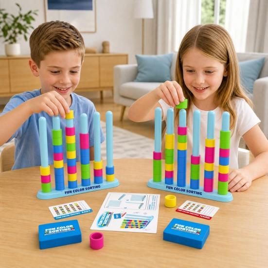 1/2 Sets Farbabstimmungs-Herausforderungsspiel, Schnelles Musterstapelspiel, Familiäres Brettpuzzle-Spiel für Kinder & Erwachsene, Geburtstags-Ostern-Weihnachtsfeier-Geschenke