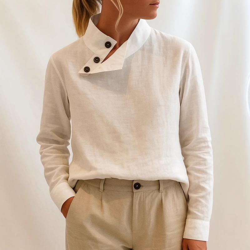 2025 New Women's Casual Stand Collar Long Sleeve Regular Pullover Digital Printed Women's Top T-shirt